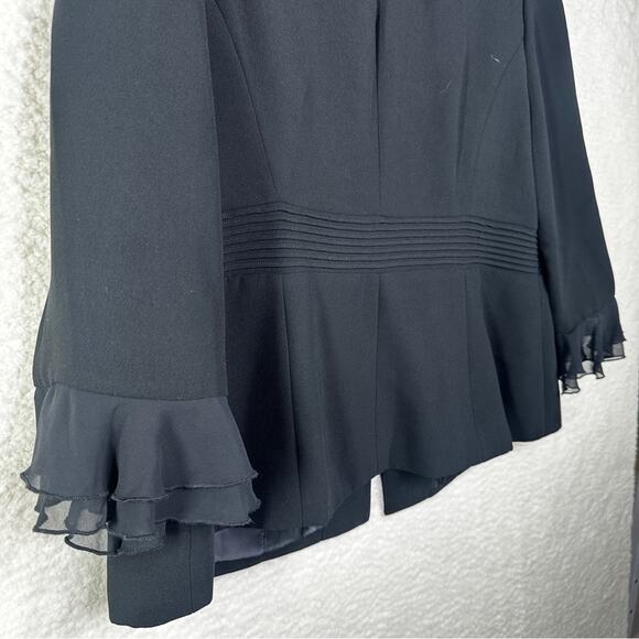 Jessica Howard Black‎ Blazer with Chiffon Ruffle Trim - Picture 9 of 13